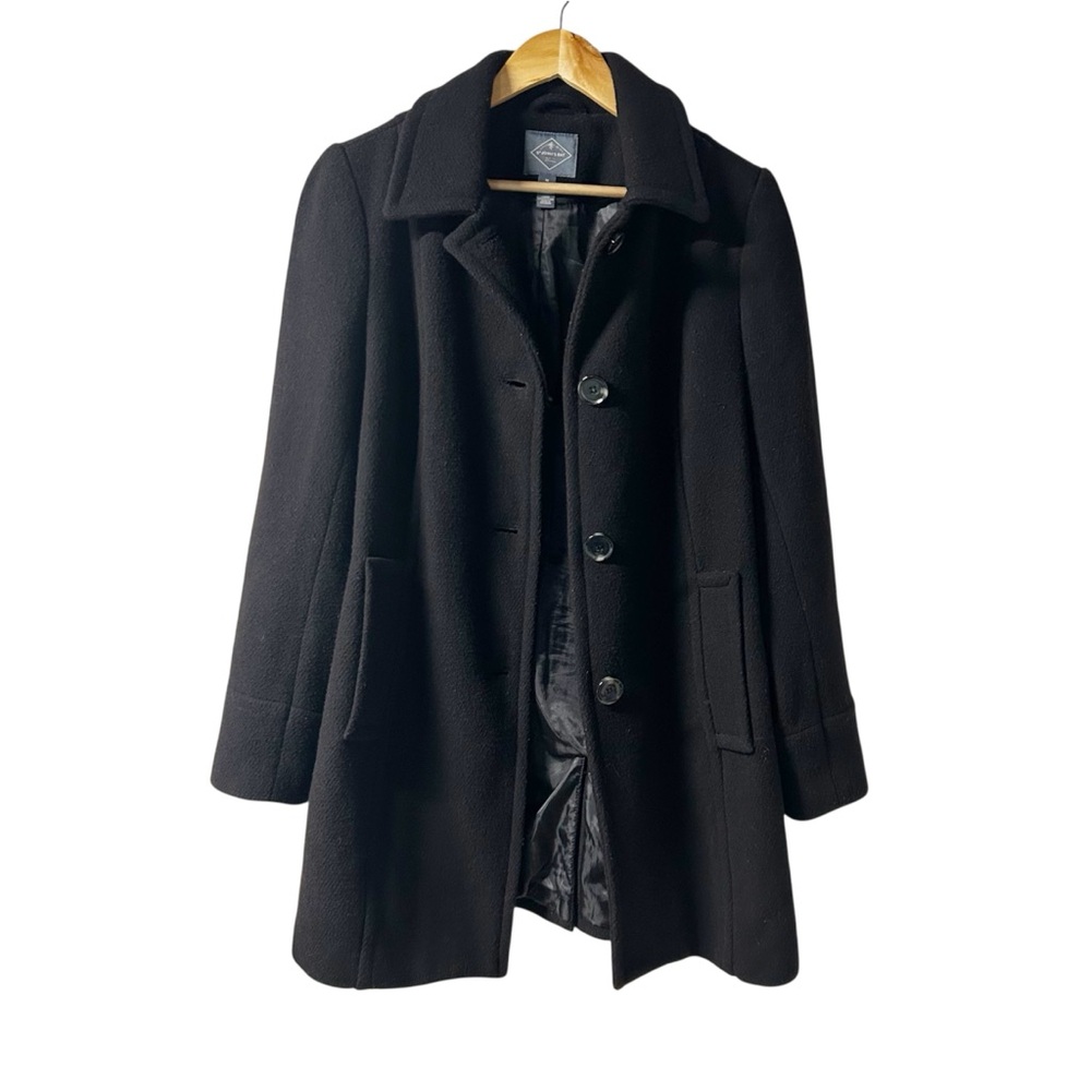 St. John’s Bay Pea Coat Black Wool Blend Women’s Sz M Relaxed Fit